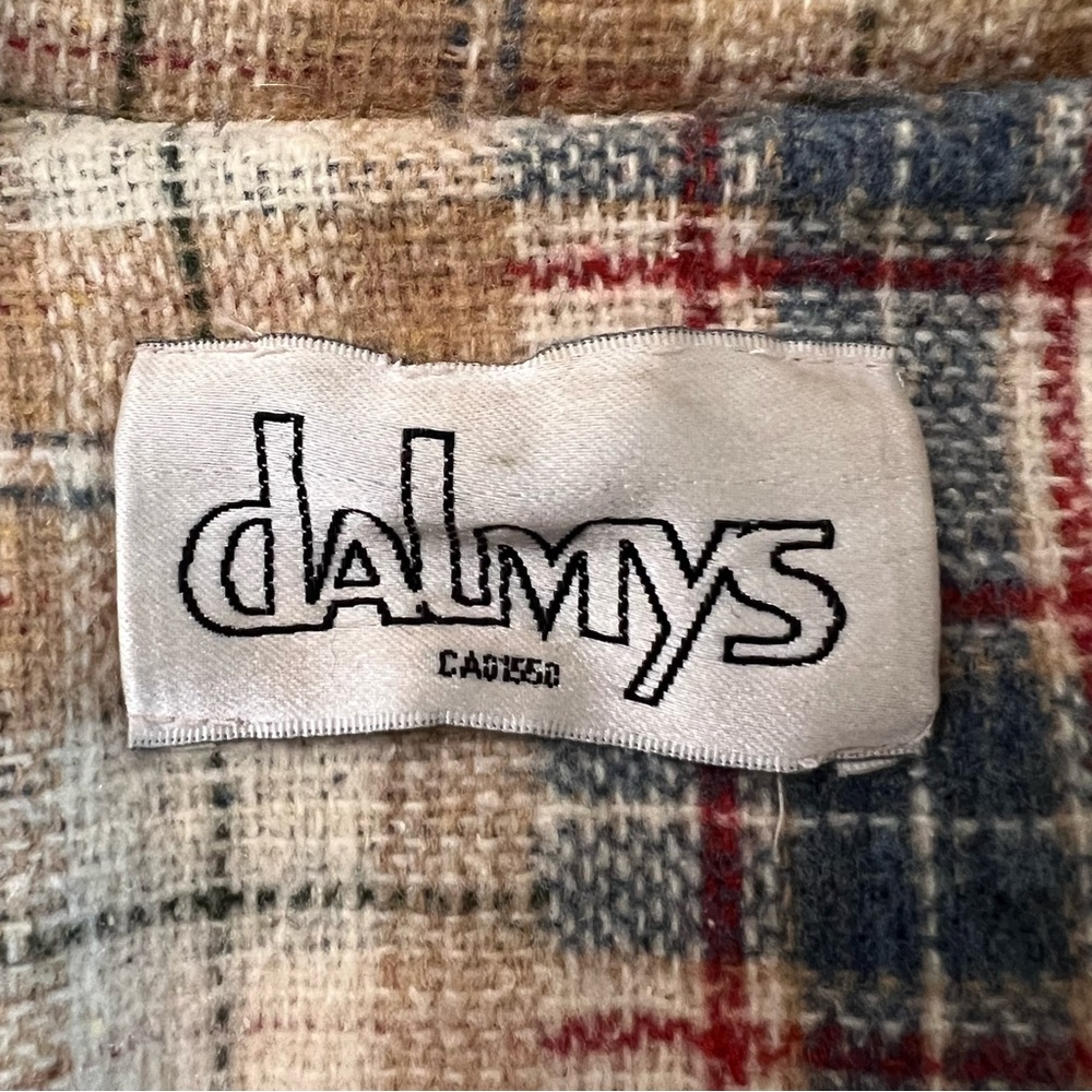 DALMYS | Cream, tan, & blue checked plaid rare vintage shacket jacket coat - Picture 10 of 12